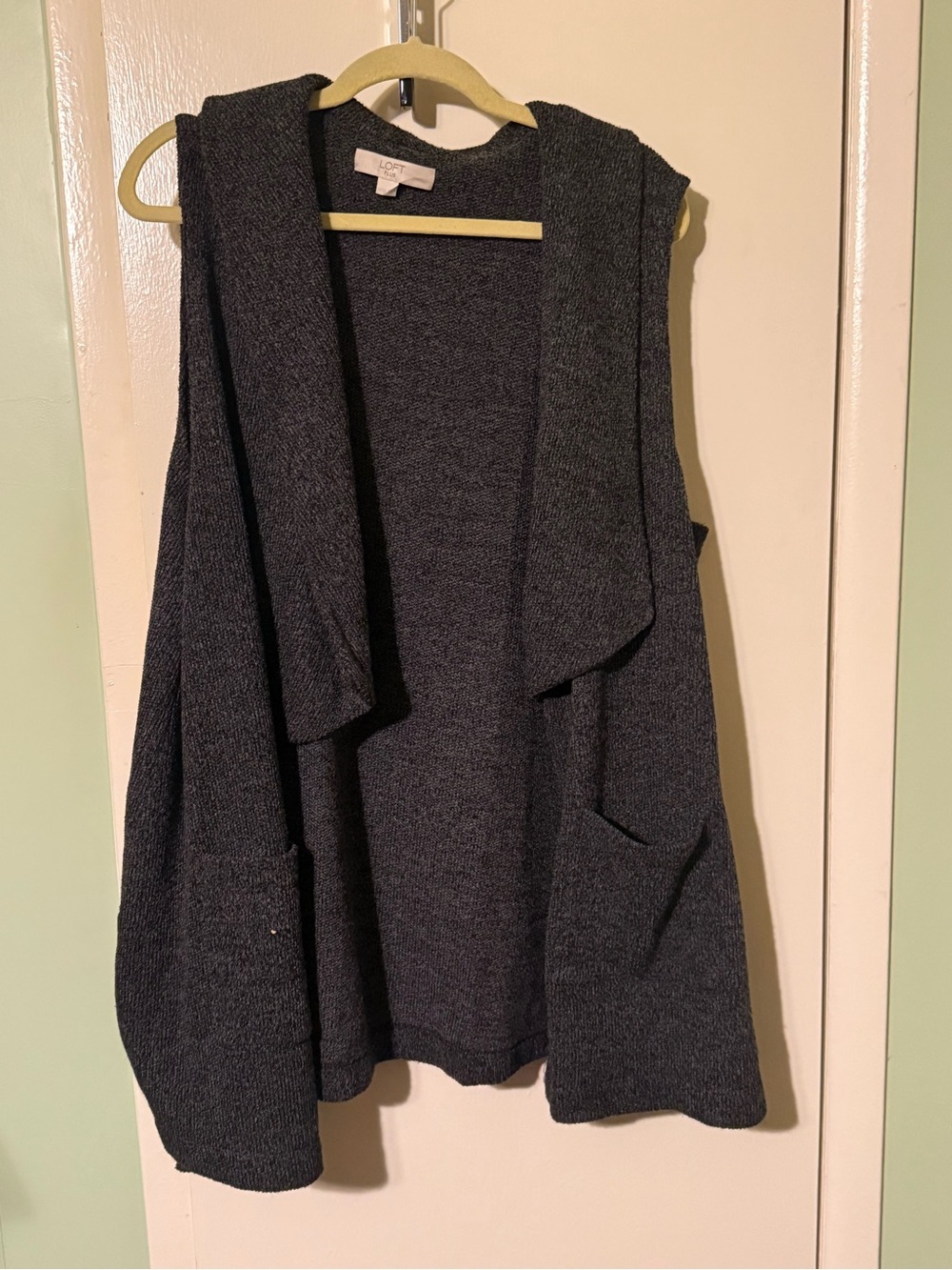 LOFT Charcoal Open-Front Knit Vest
